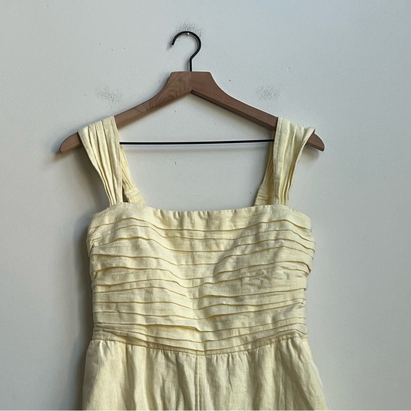 ABERCROMBIE & FITCH Emerson Off The Shoulder Ruched Romper butter Yellow linen - Picture 5 of 13